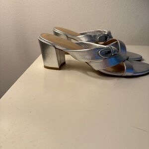 Chic Silver Block Heel Sandals